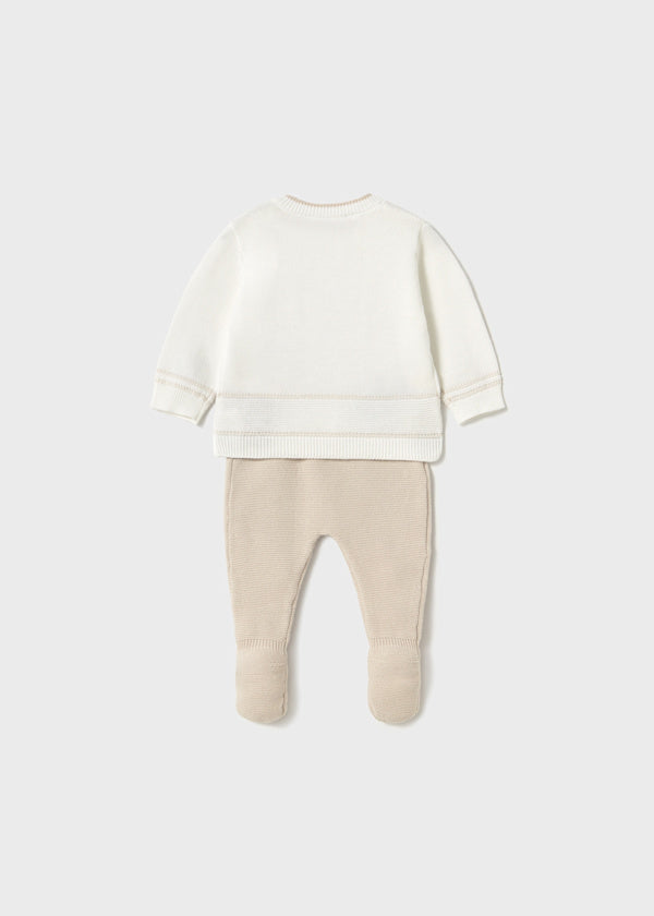 Mayoral Newborn Leggings and Tricot Jumper Set - Stone 1556