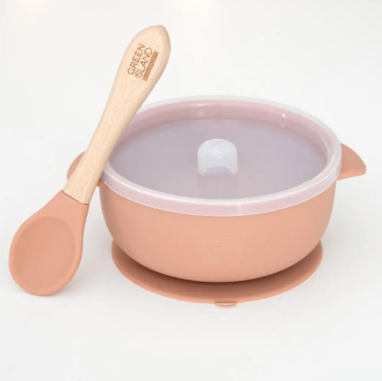 Green Island Silicone Baby Bowl With Lid + Spoon