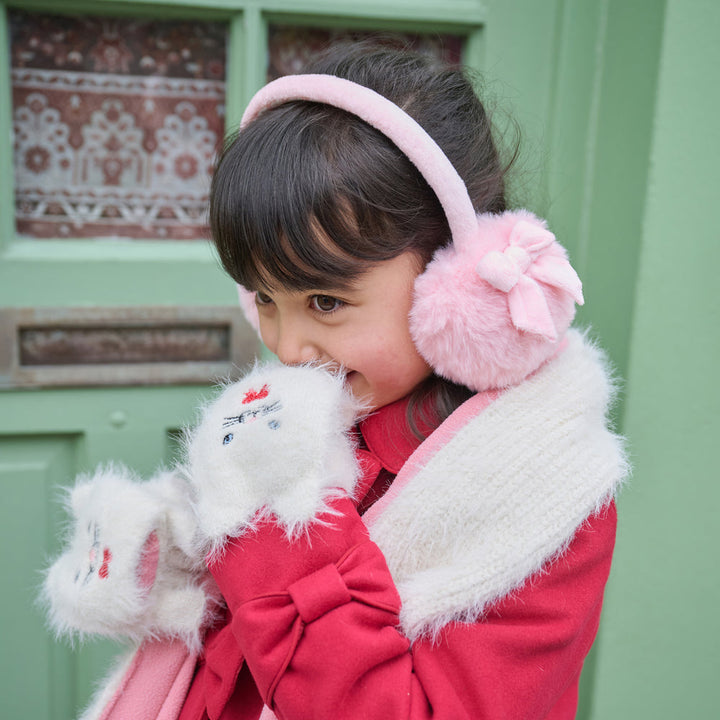 Rockahula Pretty In Pink Bow Earmuffs - soft pink faux fur with bow, photo 2