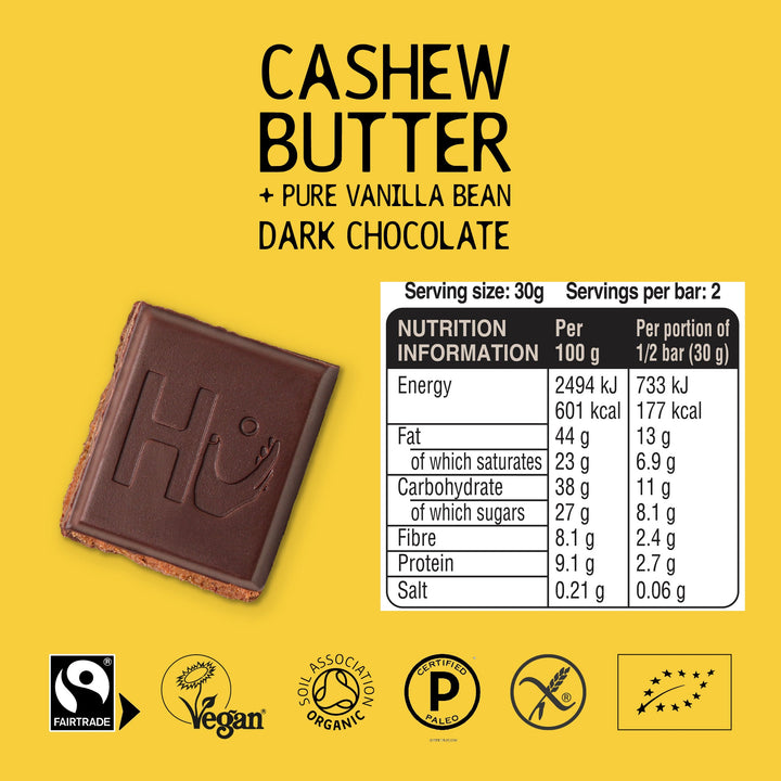 HU Organic Cashew Butter & Pure Vanilla Bean Dark Chocolate 60g