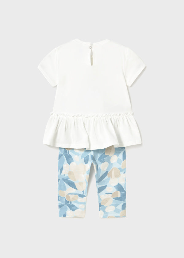 Mayoral Blue Floral Leggings and Ruffle Top Set 1735