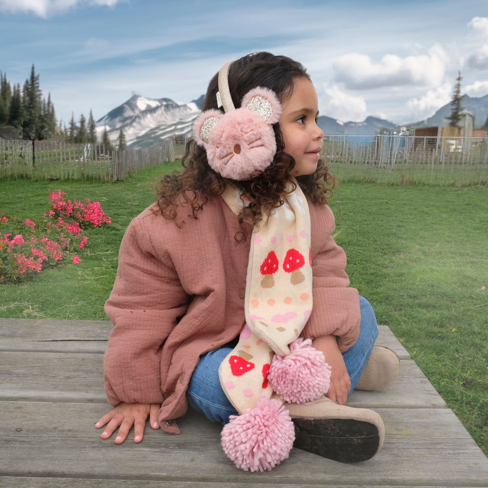 Rockahula Millie Mouse Earmuffs - faux fur with embroidered face, photo 2
