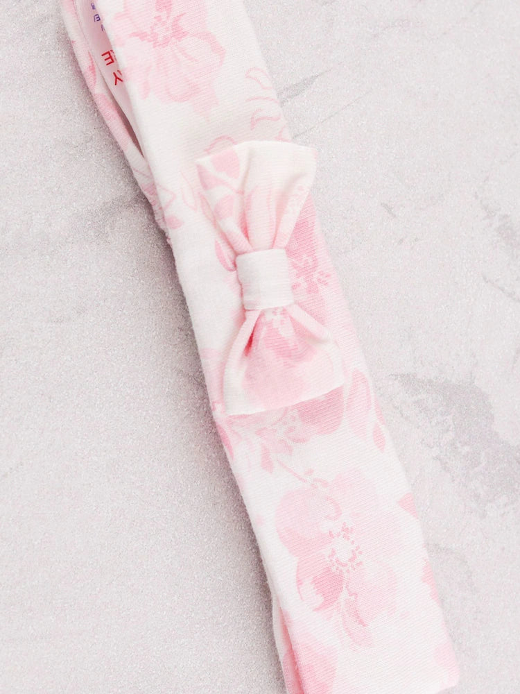 Mary - Pink Floral Print Babygrow All-in-One with bow headband 2671