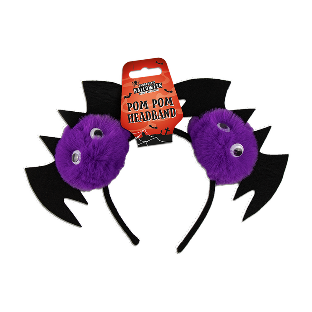 Halloween purple bat headband for kids and adults, second view