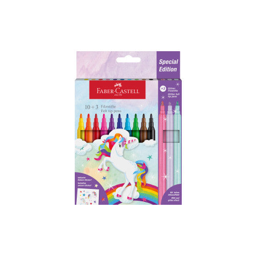 Faber-Castell Felt-Tip Pen Unicorn 10+3 and Stickers