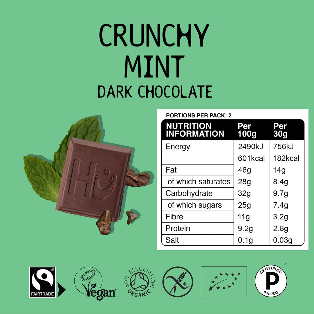 HU Organic Crunchy Mint Dark Chocolate 60g